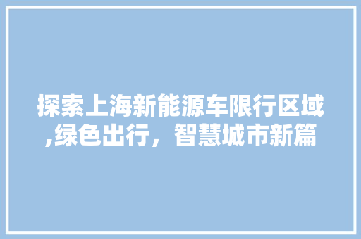 探索上海新能源车限行区域,绿色出行，智慧城市新篇章