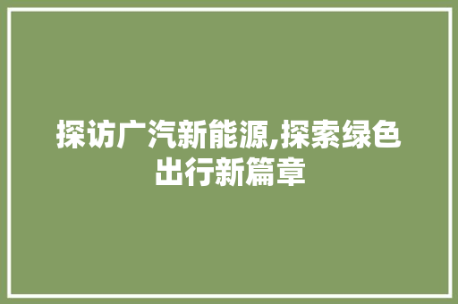 探访广汽新能源,探索绿色出行新篇章 变速箱配件