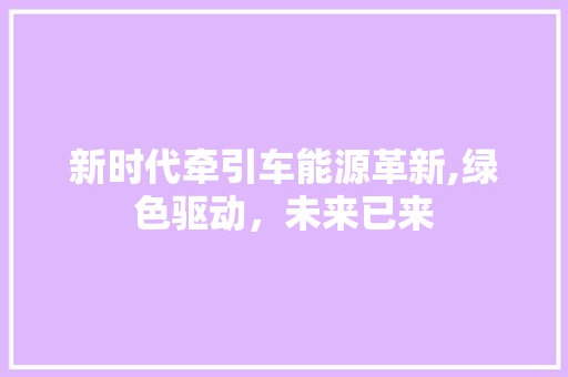 新时代牵引车能源革新,绿色驱动，未来已来