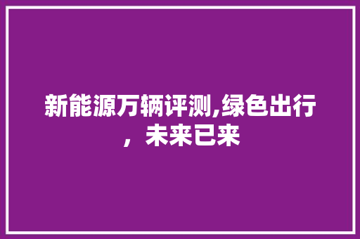新能源万辆评测,绿色出行，未来已来