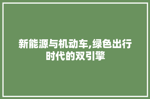 新能源与机动车,绿色出行时代的双引擎