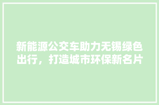新能源公交车助力无锡绿色出行，打造城市环保新名片