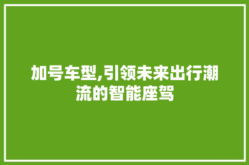 加号车型,引领未来出行潮流的智能座驾