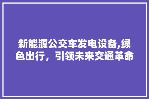 新能源公交车发电设备,绿色出行，引领未来交通革命
