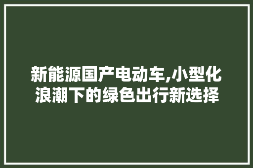 新能源国产电动车,小型化浪潮下的绿色出行新选择