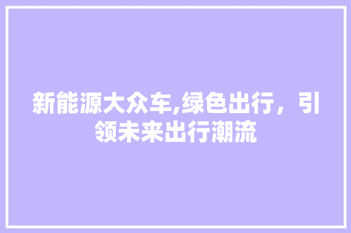 新能源大众车,绿色出行，引领未来出行潮流