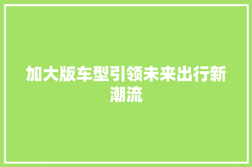 加大版车型引领未来出行新潮流