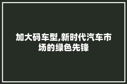 加大码车型,新时代汽车市场的绿色先锋