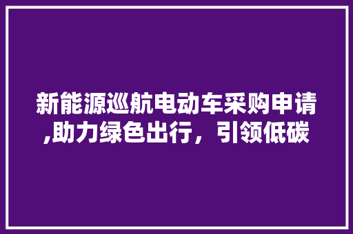 新能源巡航电动车采购申请,助力绿色出行，引领低碳未来