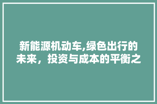 新能源机动车,绿色出行的未来，投资与成本的平衡之路