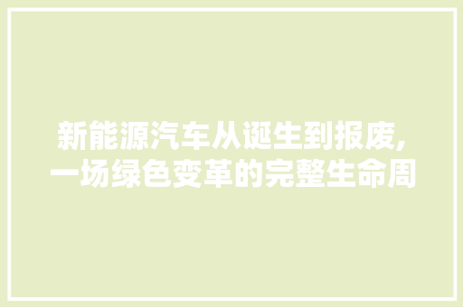 新能源汽车从诞生到报废,一场绿色变革的完整生命周期 车身配件