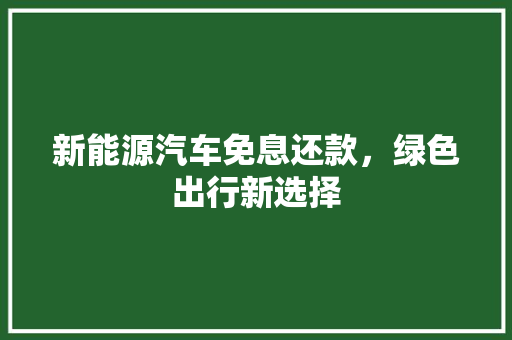 新能源汽车免息还款，绿色出行新选择