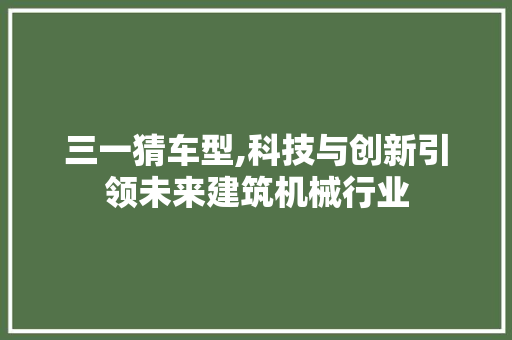 三一猜车型,科技与创新引领未来建筑机械行业