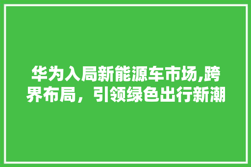 华为入局新能源车市场,跨界布局，引领绿色出行新潮流