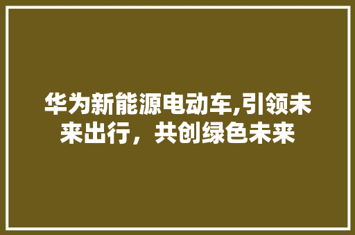 华为新能源电动车,引领未来出行，共创绿色未来