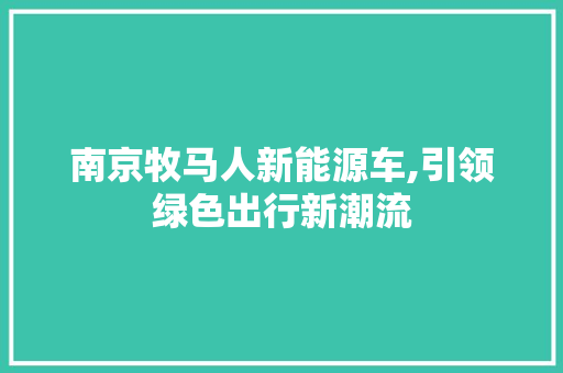 南京牧马人新能源车,引领绿色出行新潮流