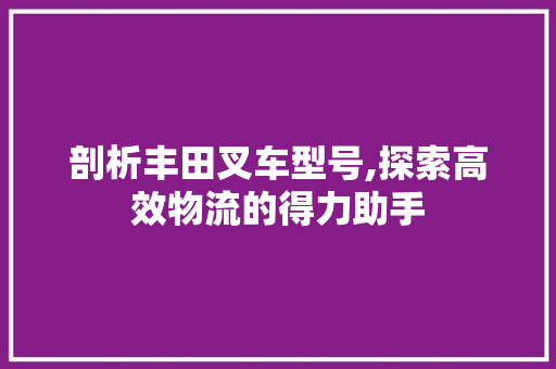 剖析丰田叉车型号,探索高效物流的得力助手