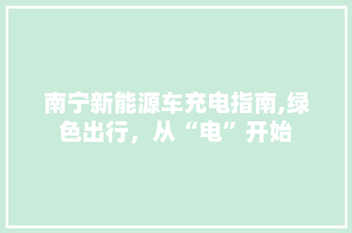 南宁新能源车充电指南,绿色出行，从“电”开始