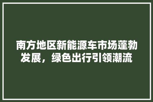 南方地区新能源车市场蓬勃发展，绿色出行引领潮流 汽车配件