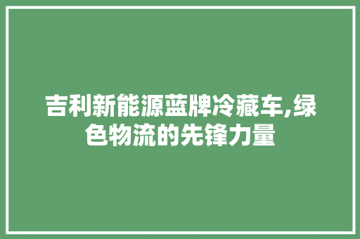 吉利新能源蓝牌冷藏车,绿色物流的先锋力量