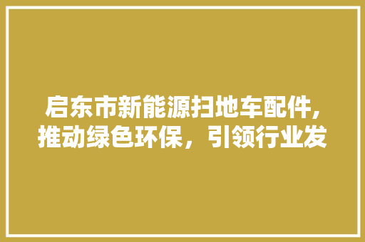 启东市新能源扫地车配件,推动绿色环保，引领行业发展