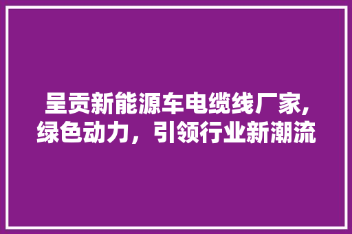 呈贡新能源车电缆线厂家,绿色动力，引领行业新潮流
