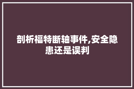剖析福特断轴事件,安全隐患还是误判