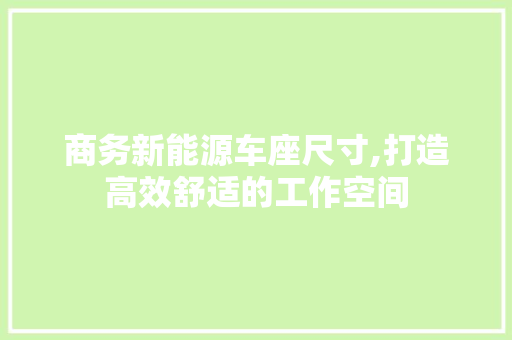 商务新能源车座尺寸,打造高效舒适的工作空间