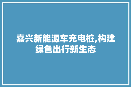 嘉兴新能源车充电桩,构建绿色出行新生态