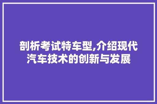 剖析考试特车型,介绍现代汽车技术的创新与发展
