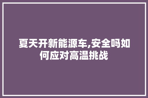 夏天开新能源车,安全吗如何应对高温挑战