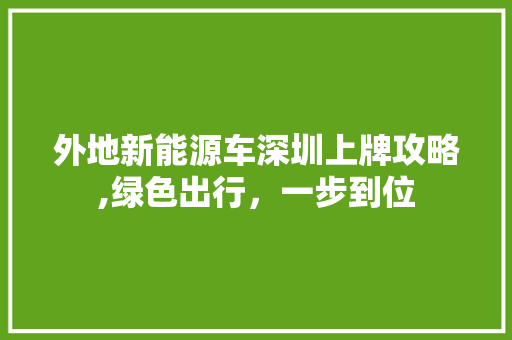 外地新能源车深圳上牌攻略,绿色出行，一步到位