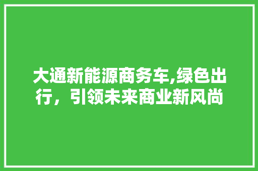 大通新能源商务车,绿色出行，引领未来商业新风尚
