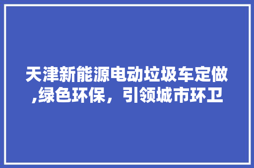 天津新能源电动垃圾车定做,绿色环保，引领城市环卫新风尚