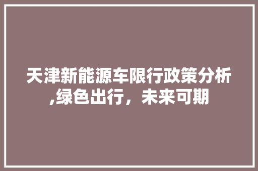 天津新能源车限行政策分析,绿色出行，未来可期 新能源汽车