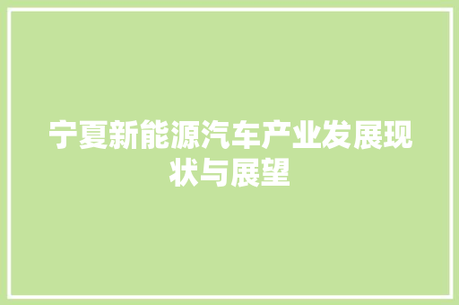 宁夏新能源汽车产业发展现状与展望 发动机配件