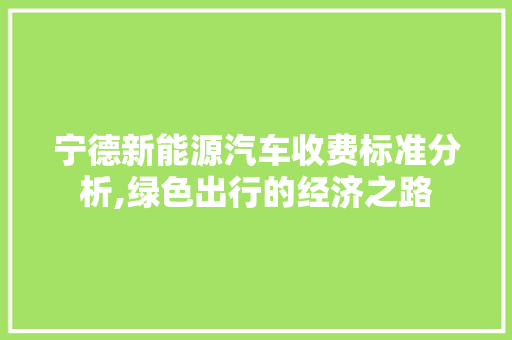 宁德新能源汽车收费标准分析,绿色出行的经济之路