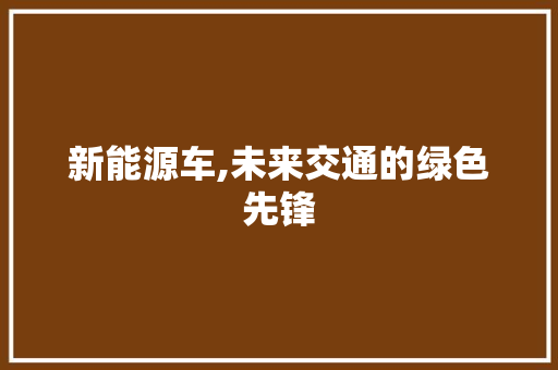 新能源车,未来交通的绿色先锋
