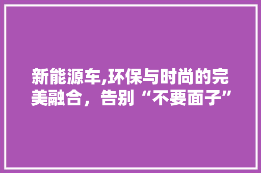 新能源车,环保与时尚的完美融合，告别“不要面子”的偏见