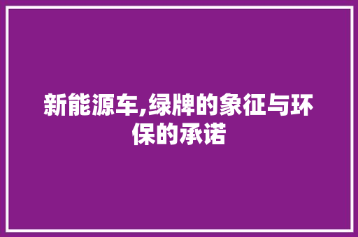 新能源车,绿牌的象征与环保的承诺