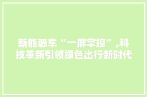 新能源车“一屏掌控”,科技革新引领绿色出行新时代