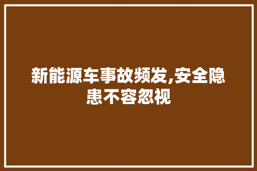 新能源车事故频发,安全隐患不容忽视