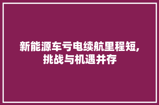 新能源车亏电续航里程短,挑战与机遇并存