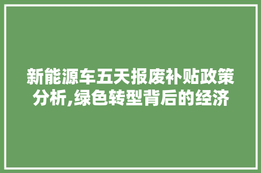 新能源车五天报废补贴政策分析,绿色转型背后的经济动因
