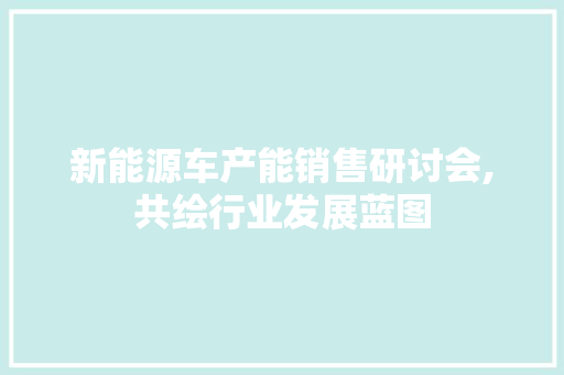 新能源车产能销售研讨会,共绘行业发展蓝图