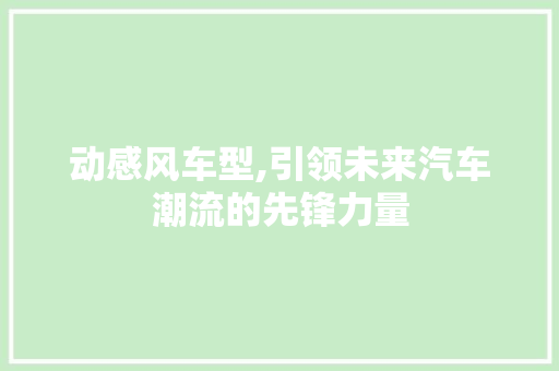 动感风车型,引领未来汽车潮流的先锋力量