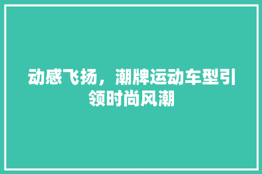 动感飞扬，潮牌运动车型引领时尚风潮