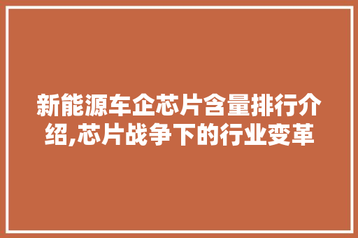 新能源车企芯片含量排行介绍,芯片战争下的行业变革