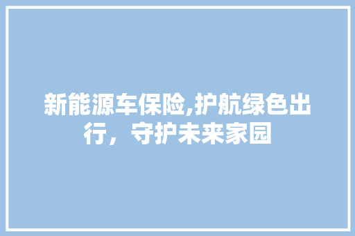 新能源车保险,护航绿色出行，守护未来家园