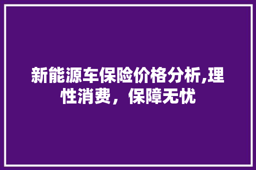 新能源车保险价格分析,理性消费，保障无忧
